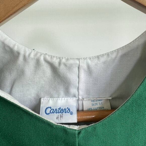 Rare Vintage Carter's Romper Shortalls Size 3t Green Teddy Bear Race Car Outfit - Picture 4 of 7